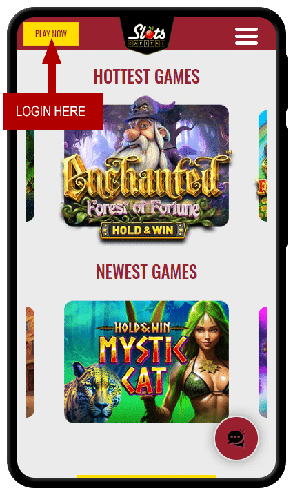 Slots Capital Casino login screenshot